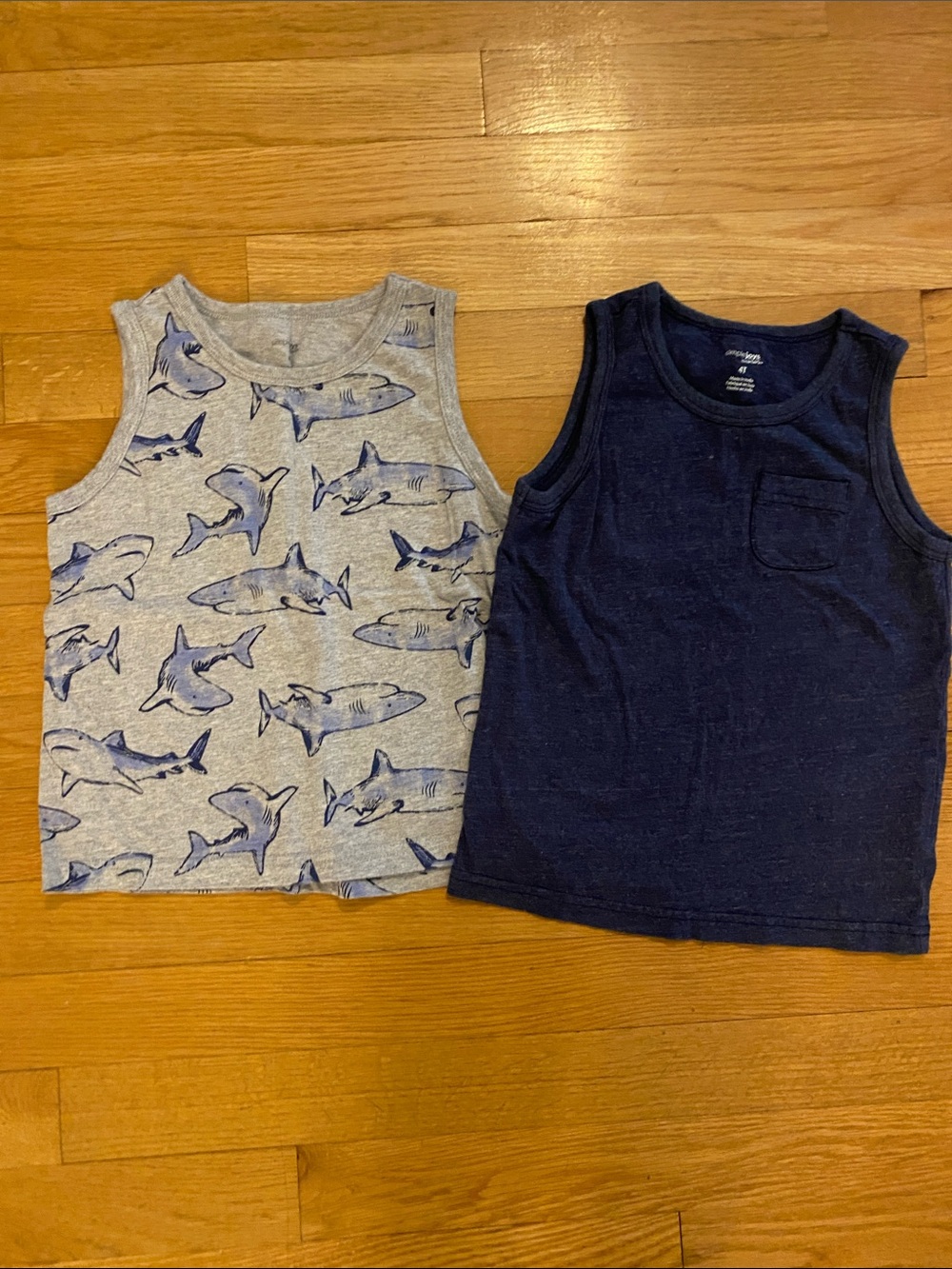 Kids' Shark-Print & Solid Tank Top Set - 4T